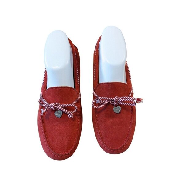 Sacoor Brothers Womens Suede Driving Loafer Shoes Size US 6.5 EU 37 Slip On Red - Picture 2 of 10